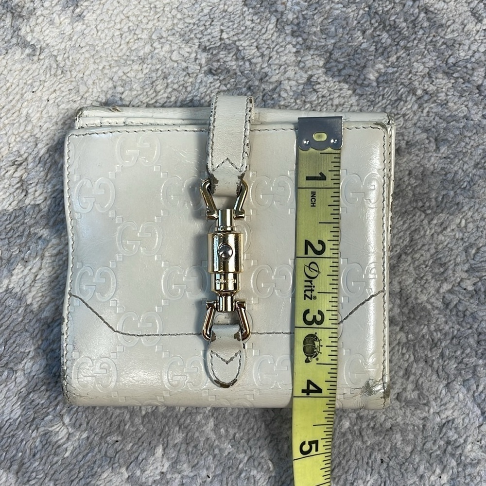 Gucci Guccissima Leather GG Logo Compact Bifold Wallet Piston Jackie Ivory - Picture 10 of 17